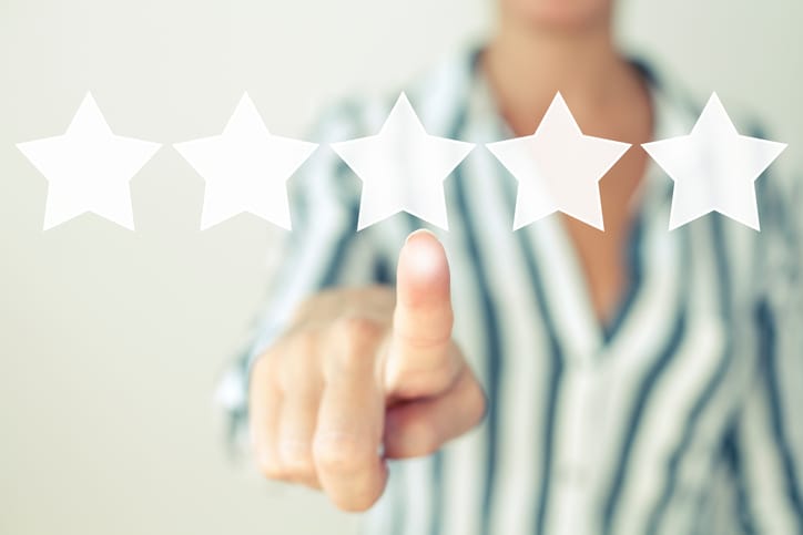 Increase rating evaluation review feedback Woman giving rating