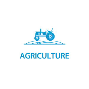 Graphic icon of tractor with Agriculture underneath